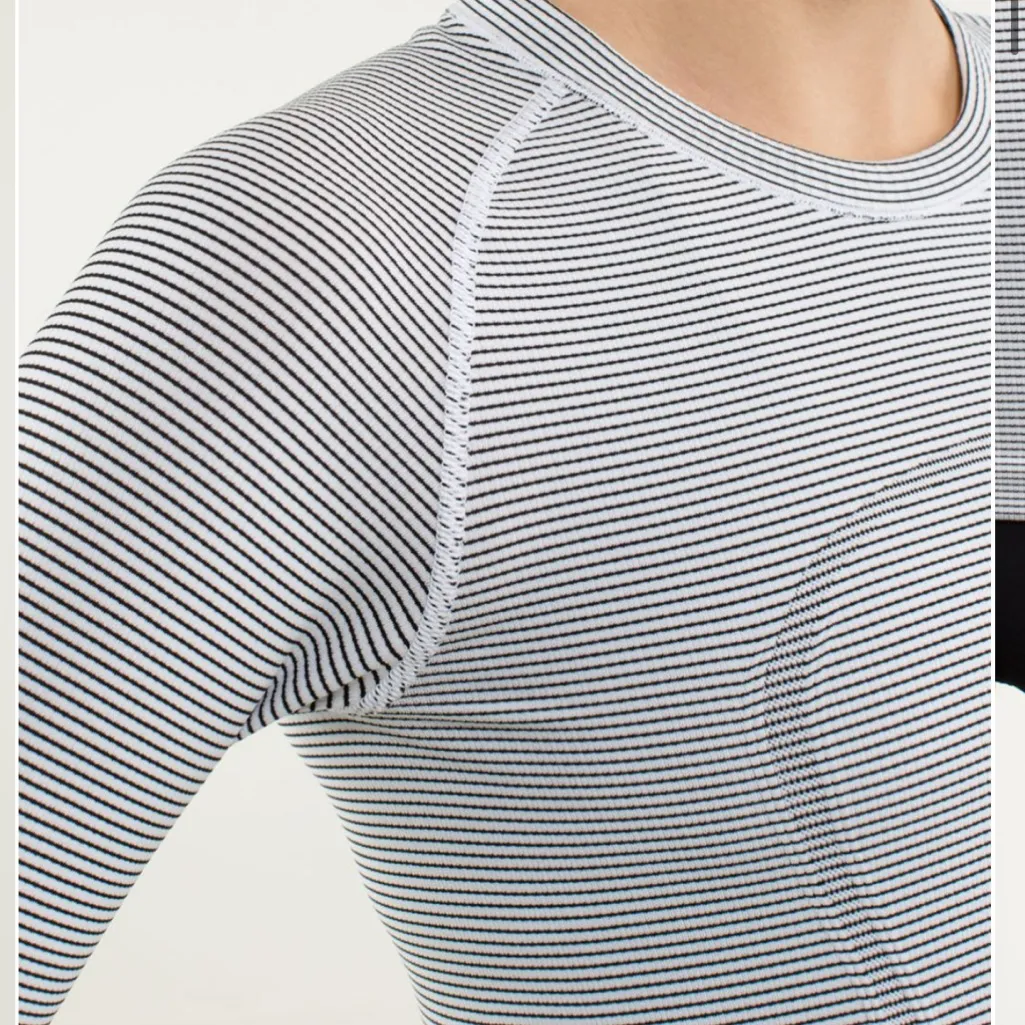 Lululemon Swiftly Tech Long Sleeve Stripe White and Black - Image 4