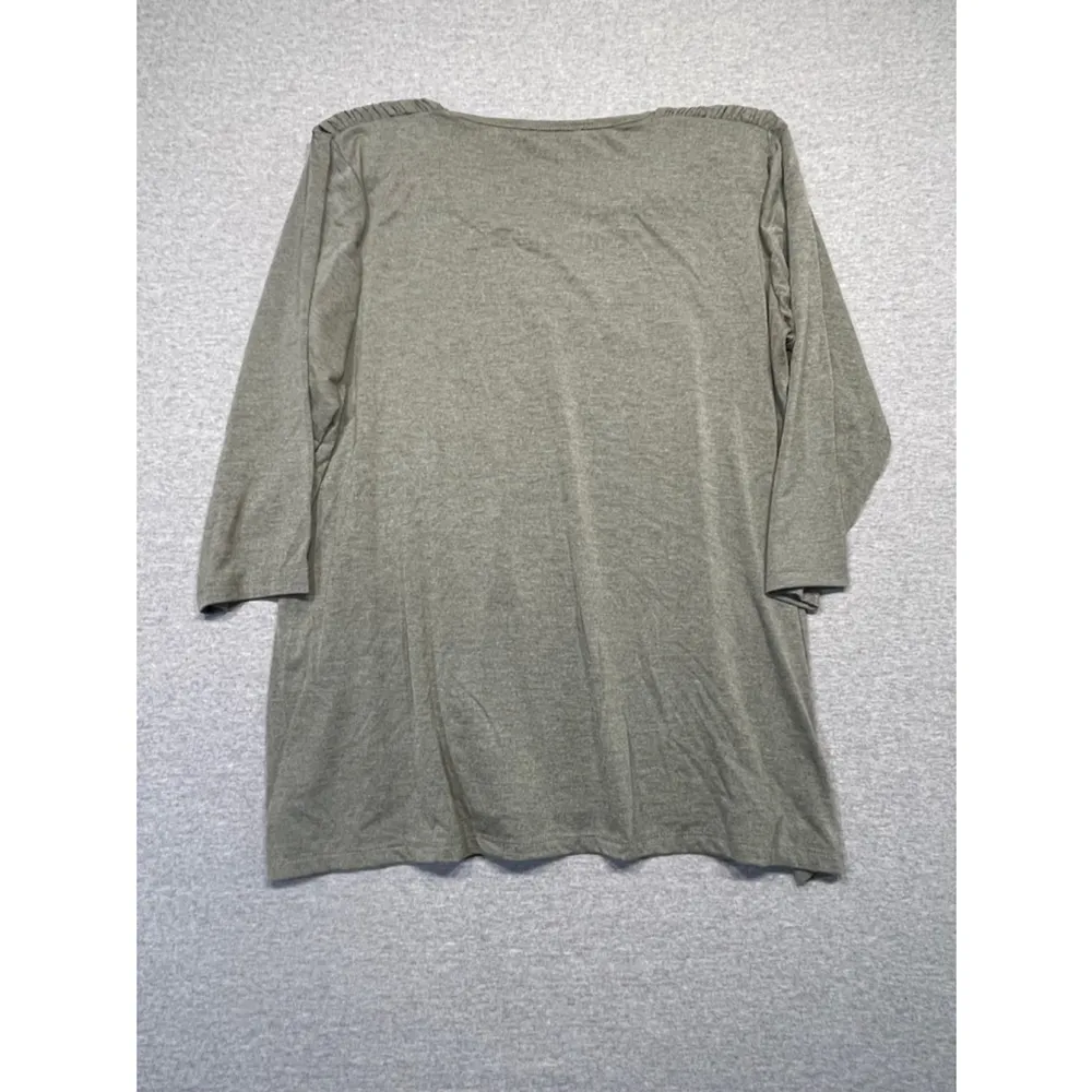 Women's Rose + Olive Green beaded shirt 1X - Image 3