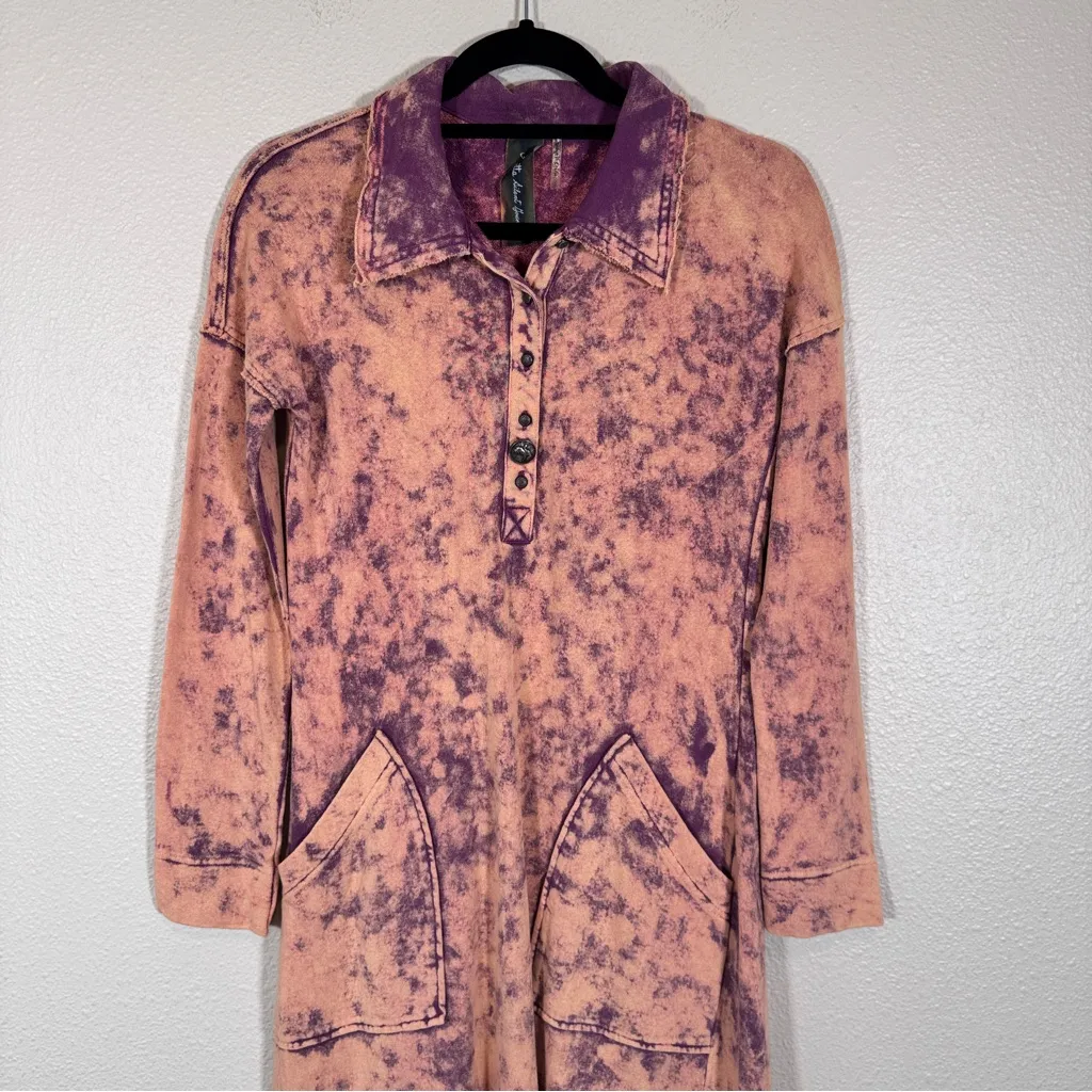 Aratta Silent Journey Purple Orange Long Sleeve Dress Womens S Casual Boho Artsy Pink - Image 11