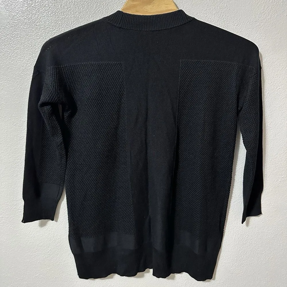Soft Surroundings Size Medium‎ Black Button Front Cardigan Sweater Wool Blend - Image 3