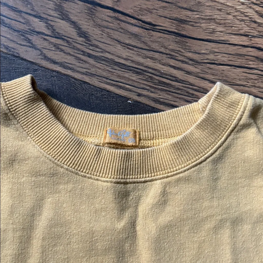 John Galt Mustard Yellow Crew Neck Sweatshirt Cropped Cut Off Women’s O/S - Image 3