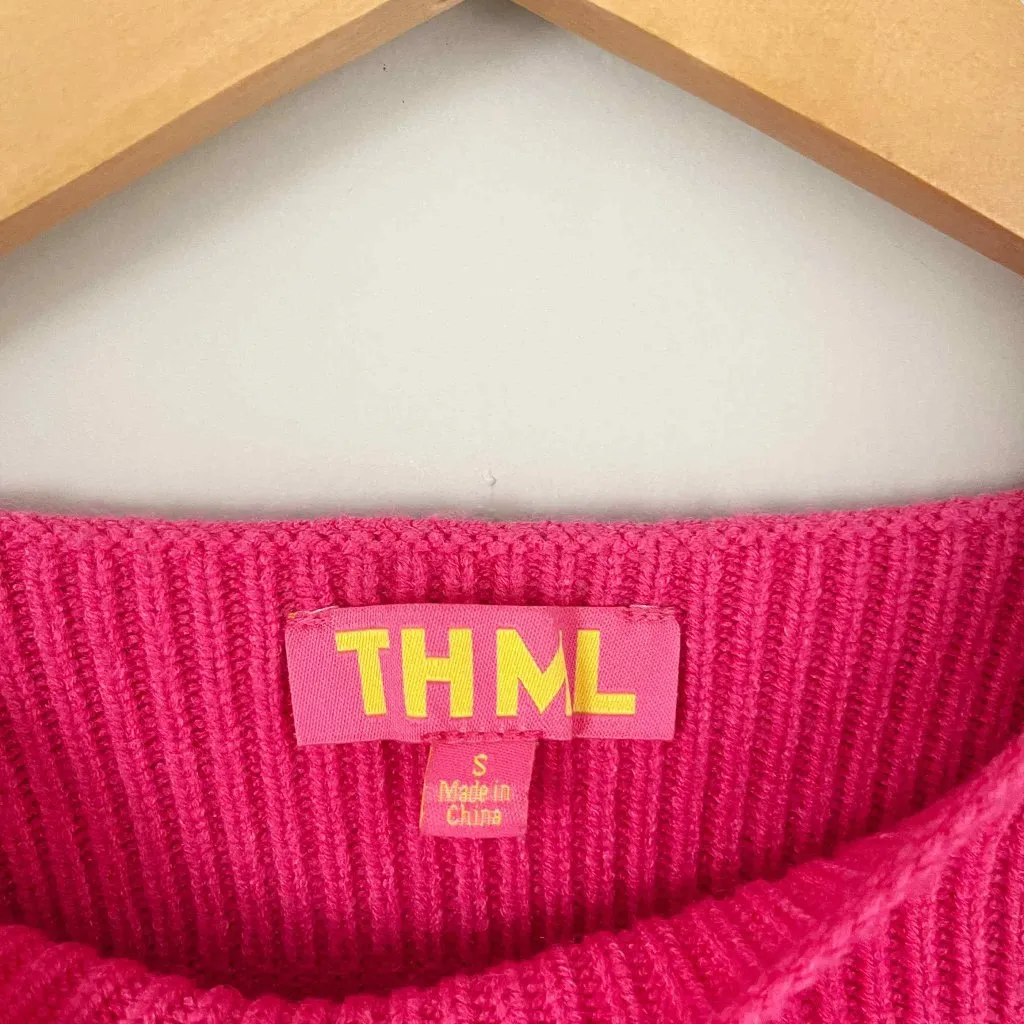 THML Boutique Colorblock Pink Orange Red Sweater Size Small - Image 4