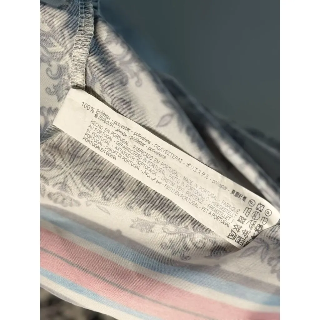 Zara Women Size L Smocked Floral Strapless Peplum Top With Striped Hem - Image 6