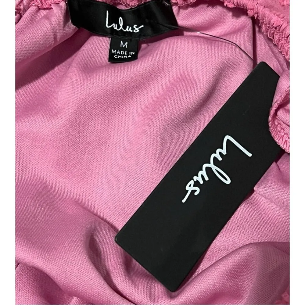 Lulus Longing And Love Pink Swiss Dot Puffed Long Sleeve Mini Dress Medium - Image 5