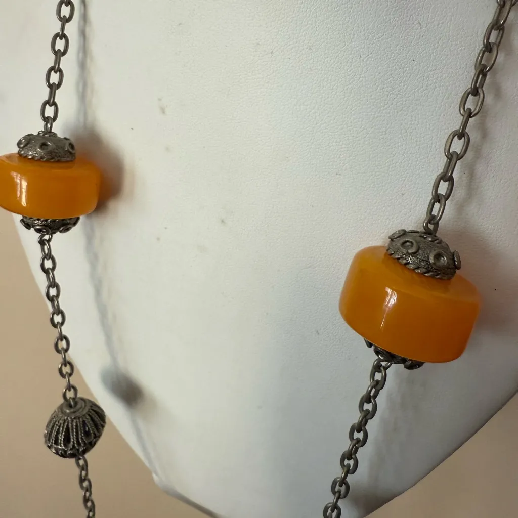 Vintage African Copal Amber‎ Necklace 40” Gorgeous Chunky Orange - Image 5