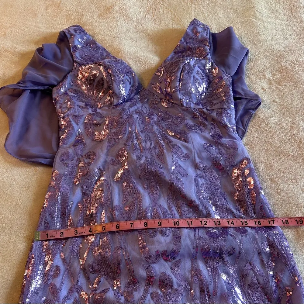 NWOT lavender sequined homecoming dress with sheer chiffon cape size 4 Purple - Image 8