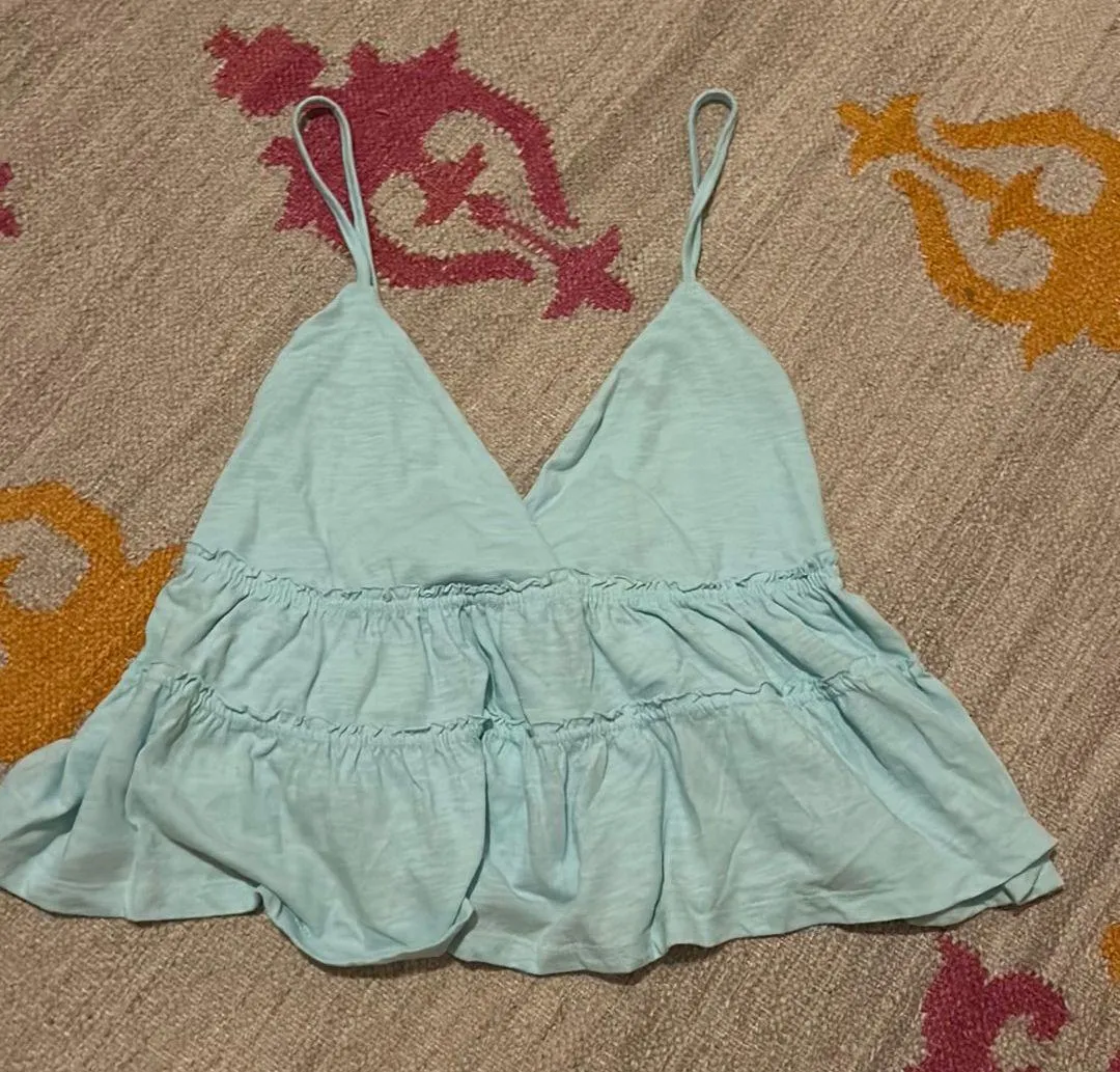 Blue Peplum Tank top - Image 2