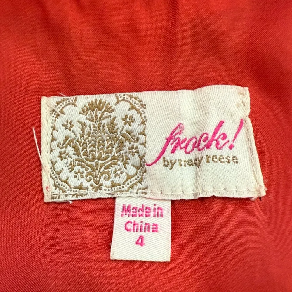 Frock! by Tracy Reese Silk Backless Mini Dress Women's 4 Red Black Embroidered - Image 12