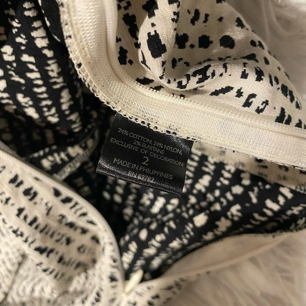 Josie Natori Raindrops Tie Front Sheath Dress in Black White Size 2 - Image 8