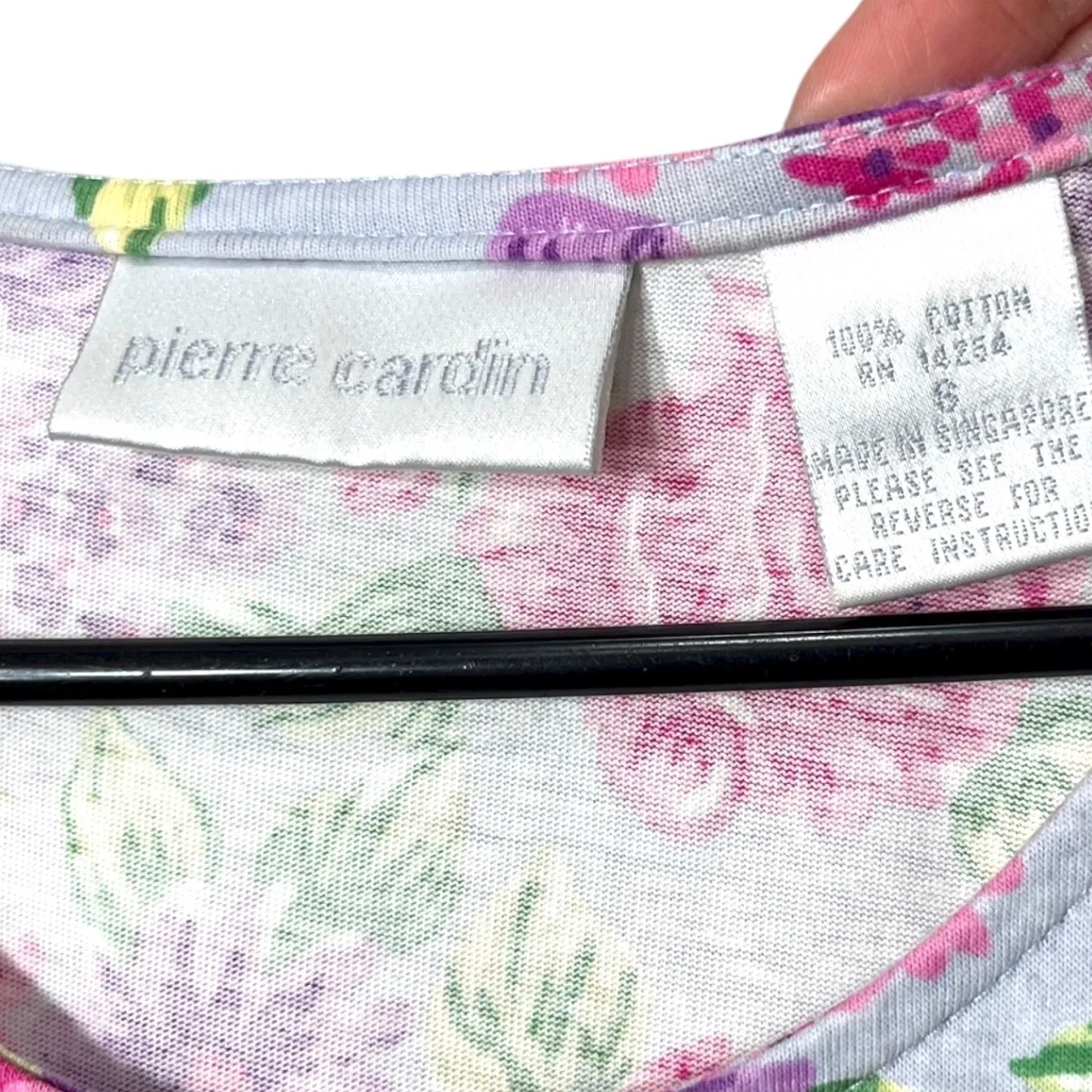 Vintage Pierre Cardin Floral‎ Print Maxi Dress Pastel Roses Blue Purple Pink - Image 6