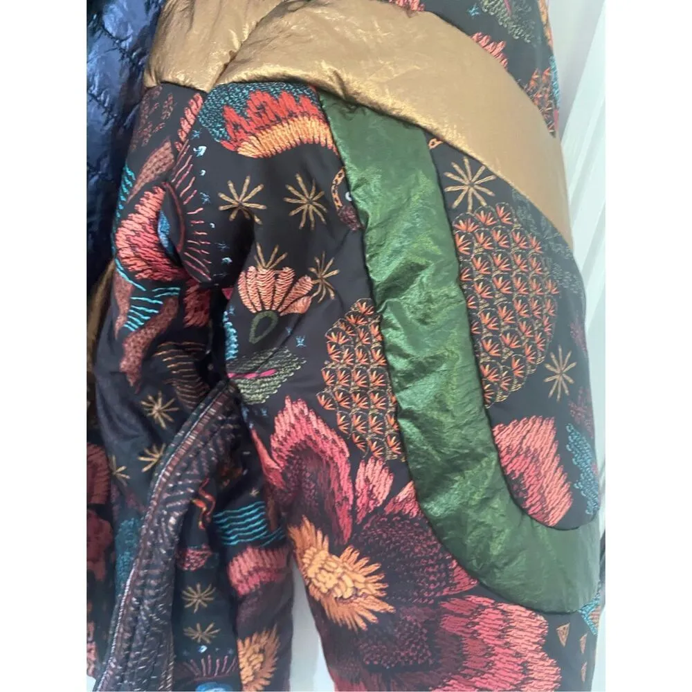 New Farm Rio Banana Leaf Reversible Puffer Jacket Oversized Sz M - Image 5