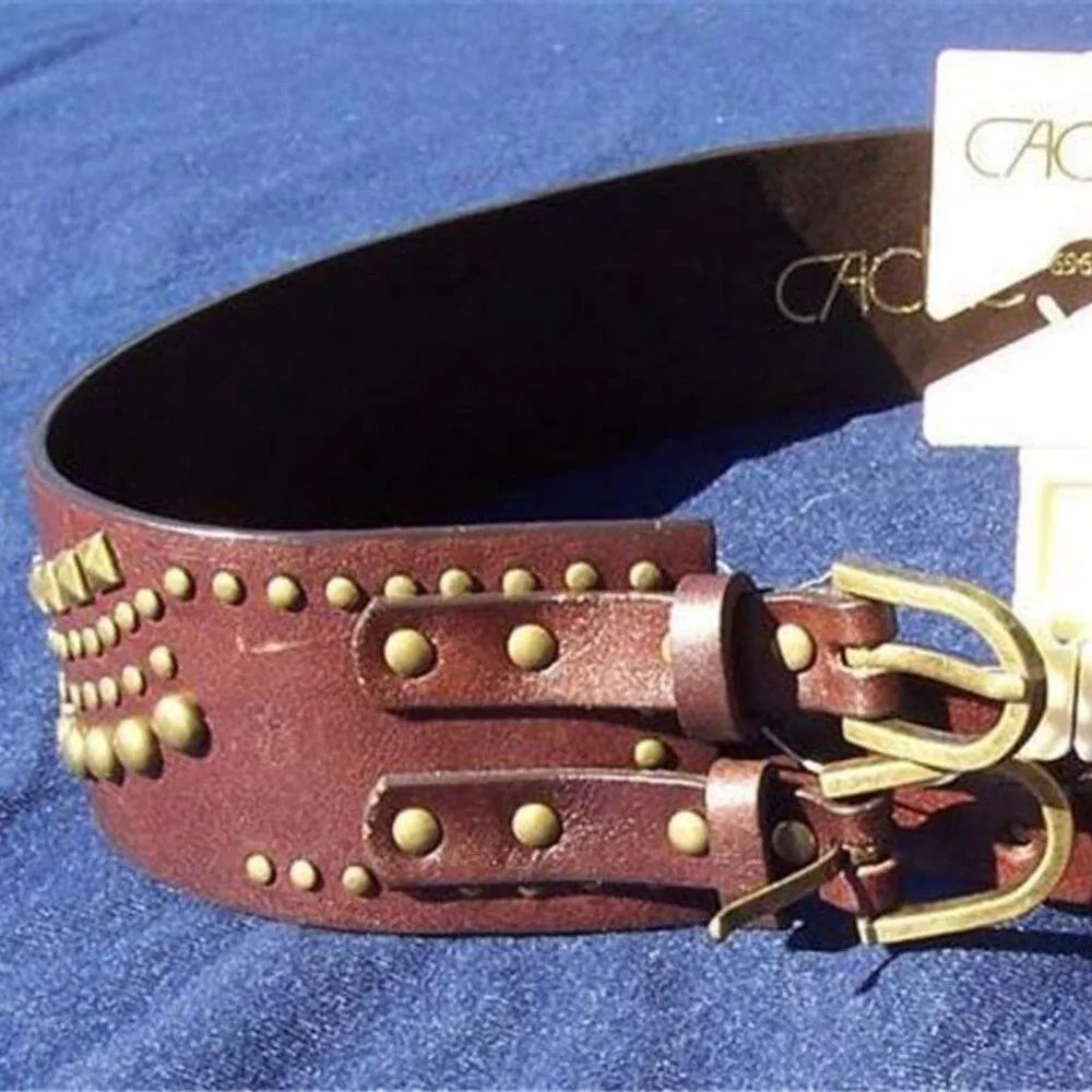 Cache Espresso Leather Nail Head Grommets Belt Buckles Pant New Matches Top $98 - Image 4