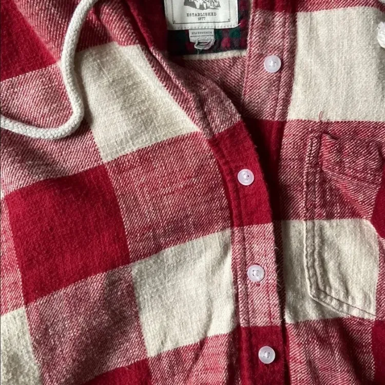 American Eagle Cropped Flannel Hoodie Size XS - Image 4