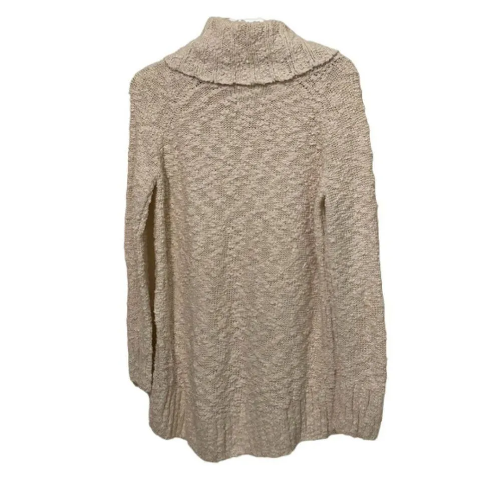 Moth Anthropologie Cream Sweater Womens Small Nubby Boucle Cable Knit Cowl Neck - Image 4
