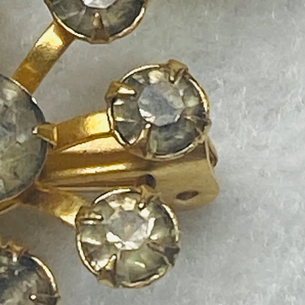 Gold Tone Brooch Pin Pendant Flower Shape Rhinestones Leaves Vintage READ Desc. - Image 12