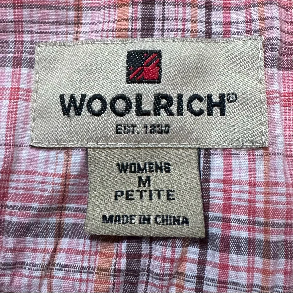 Woolrich  Pink Plaid Geranium 3/4 Sleeves Button Down Shirt, Size MP - Image 12