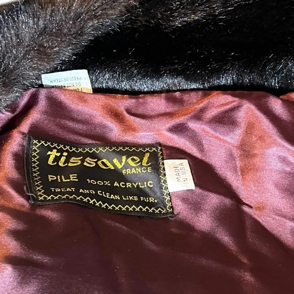 VINTAGE Tissavel of France Faux Fur Coat Mink Brown Size M - Image 7