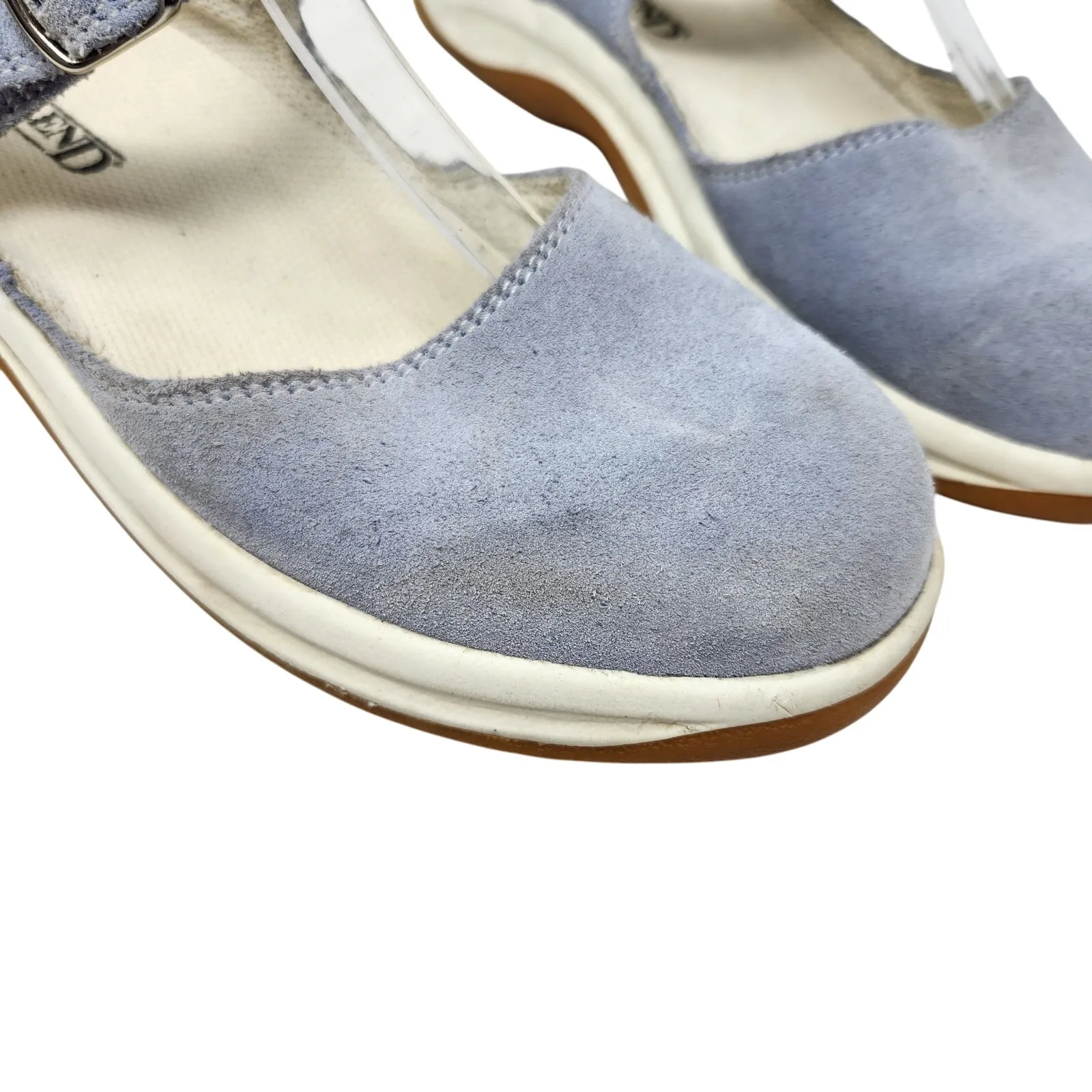 Lands' End Suede Mary Jane Flats Slip On Shoes Round Toe Light Blue Size US 7 B - Image 4
