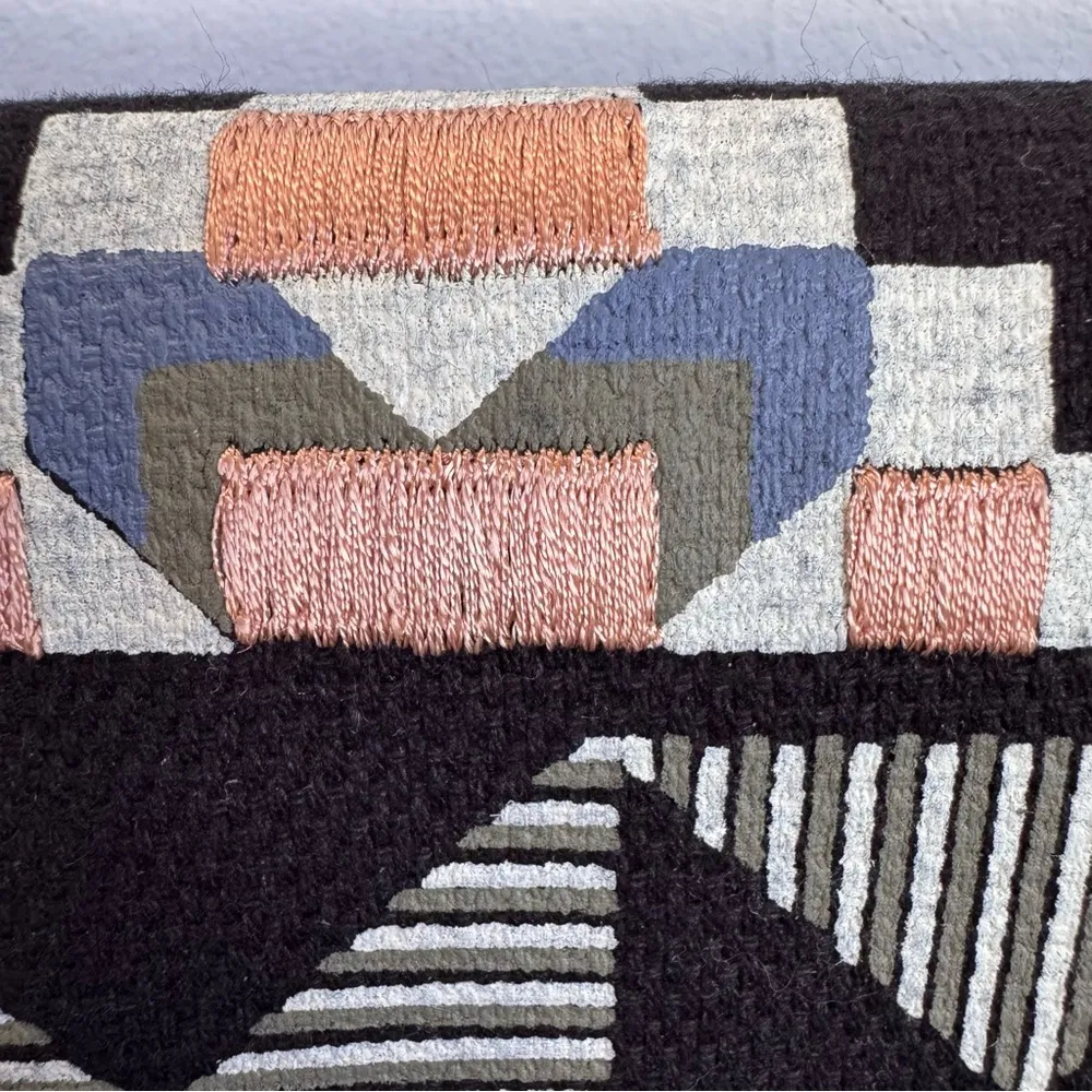 STELLA & DOT Taj Black Woven Tribal Envelope Clutch Bag Purse Fringe Embroidered - Image 7