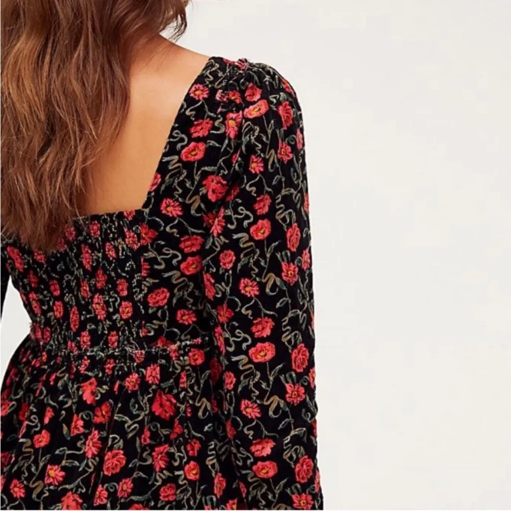Free People NWOT Bessie corduroy floral babydoll dress - small - Image 2