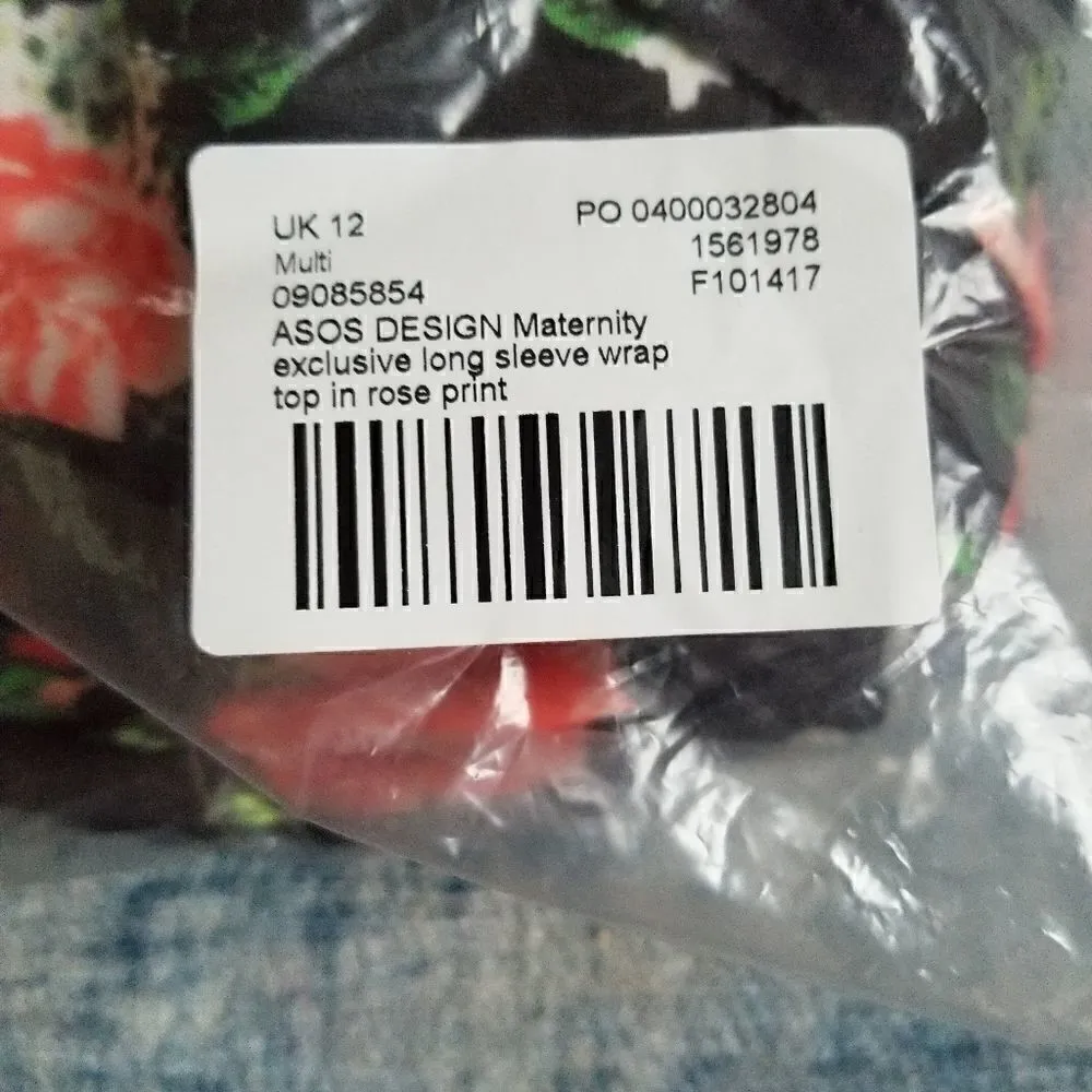NWT! Asos Design Maternity Exclusive Long Sleeve Wrap Top In Rose Print Size 8 - Image 8