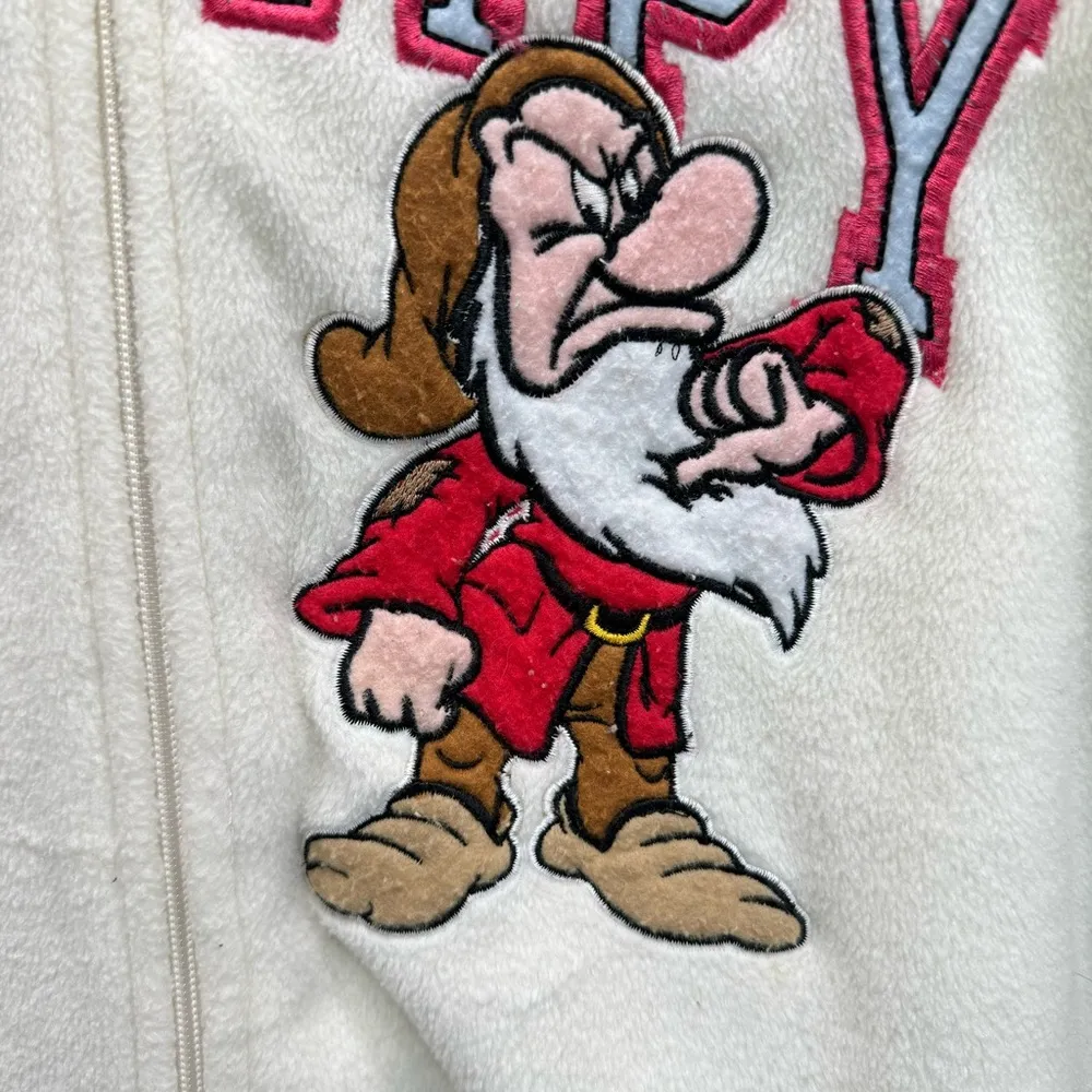 Disney Snow White and the Seven Dwarves Grumpy  Cream Full Zip Fleece Hoodie XL - Image 3