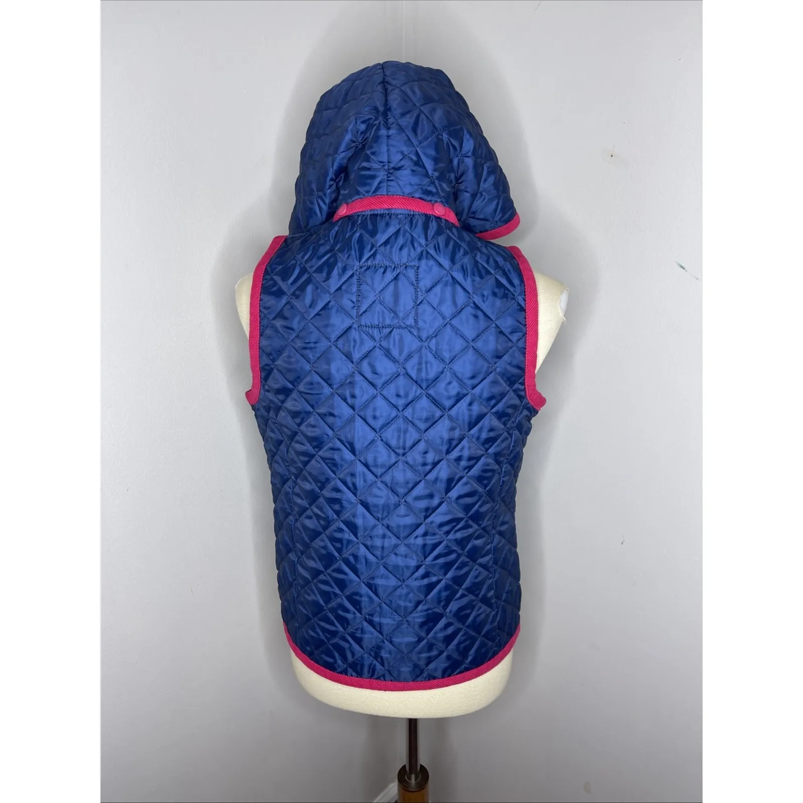 Womens Lavenham Liberty Fabric Blue Quilted Hooded Vest UK 12 US 38‎ - Image 3