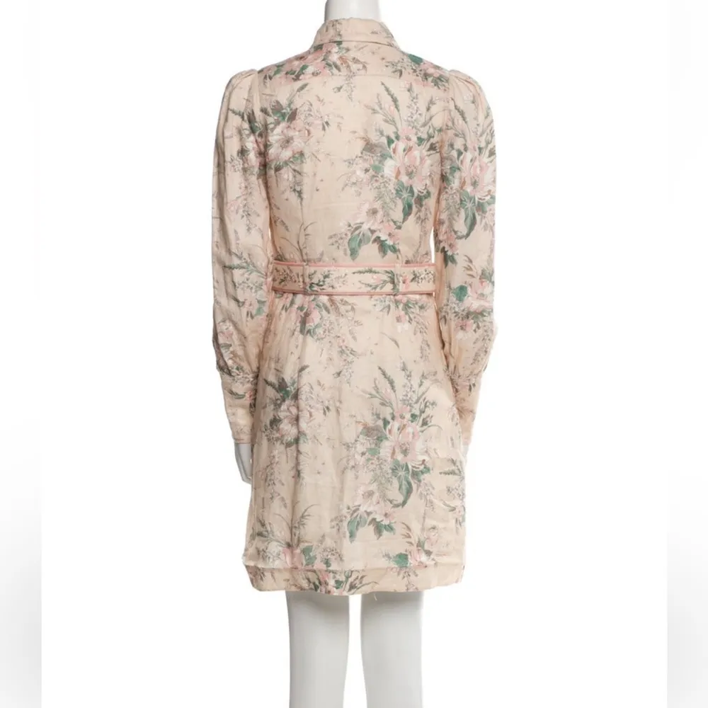 NWOT zimmermann linen Floral Beige Belted Dress - Image 6