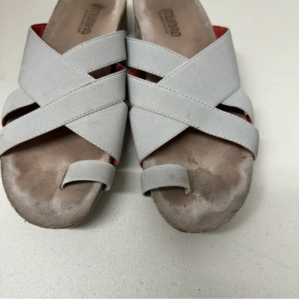 Munro Grey Leather Strappy Sandals Womens 6.5 Casual Beachy Slip On Summer - Image 6