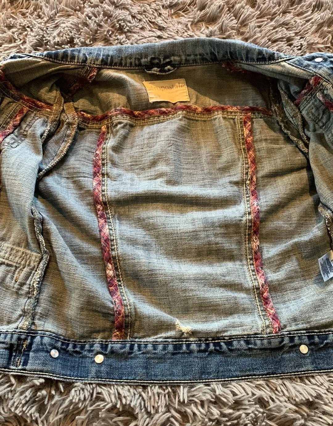 Vintage Y2K Aéropostale distressed jean jacket sz S - Image 6