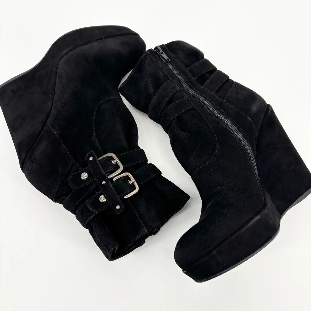 Stuart Weitzman Wedgeholster Suede Boots Size 7.5 Black Wedge - Image 7