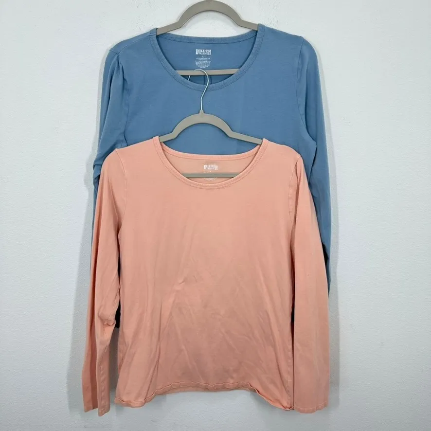 Duluth Trading Co Long Sleeve Tees Women Bundle Set of 2 Pink Blue Size Large - Image 5