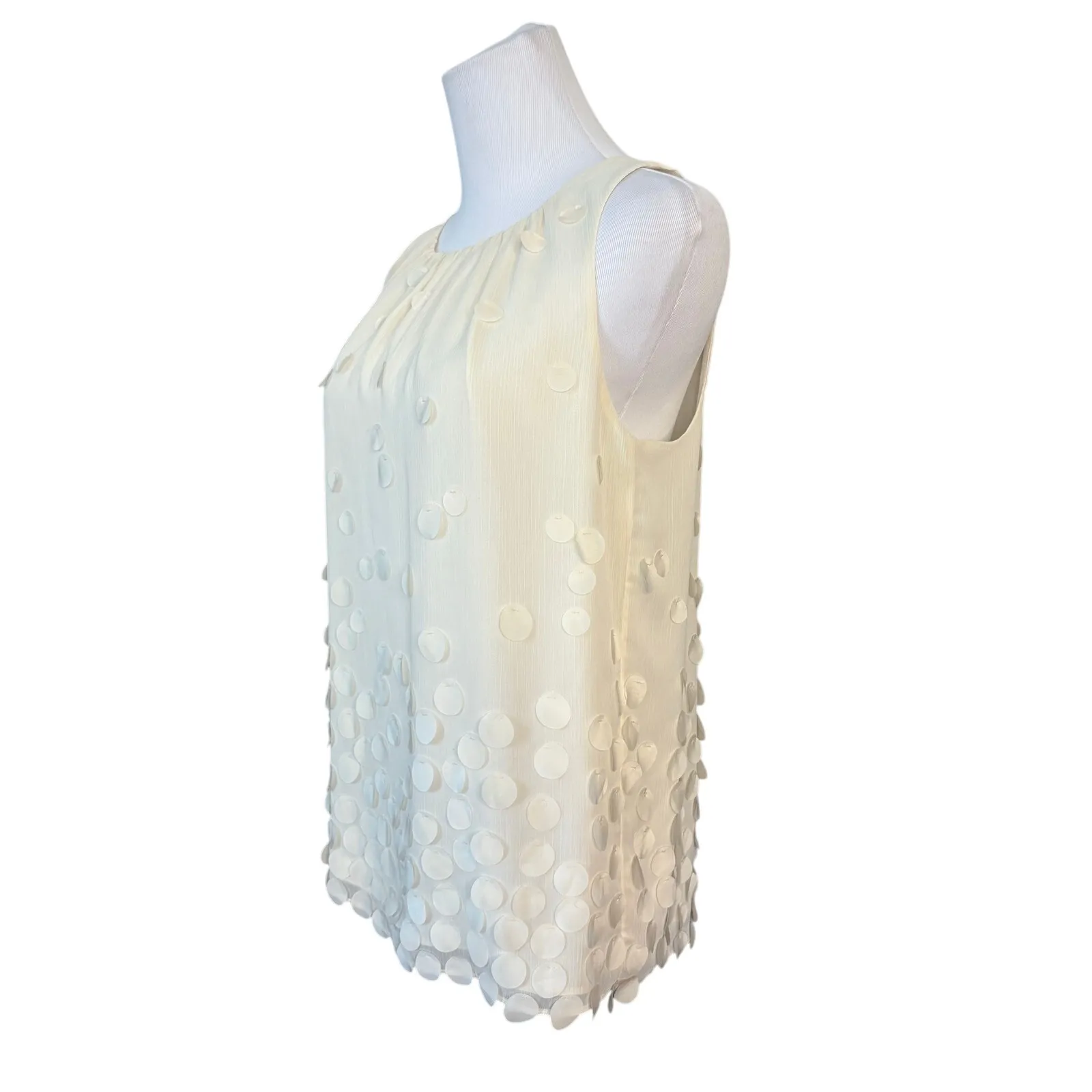 Talbots Cream Sleeveless Circle Flutter Blouse sz 8‎ Cottagecore - Image 3