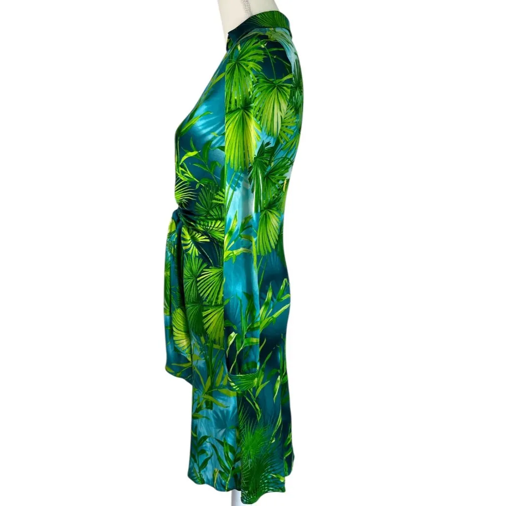 Versace FWRD Renew Knee-Length Dress in Green Palm 38 Womens Jersey Long Sleeve - Image 5