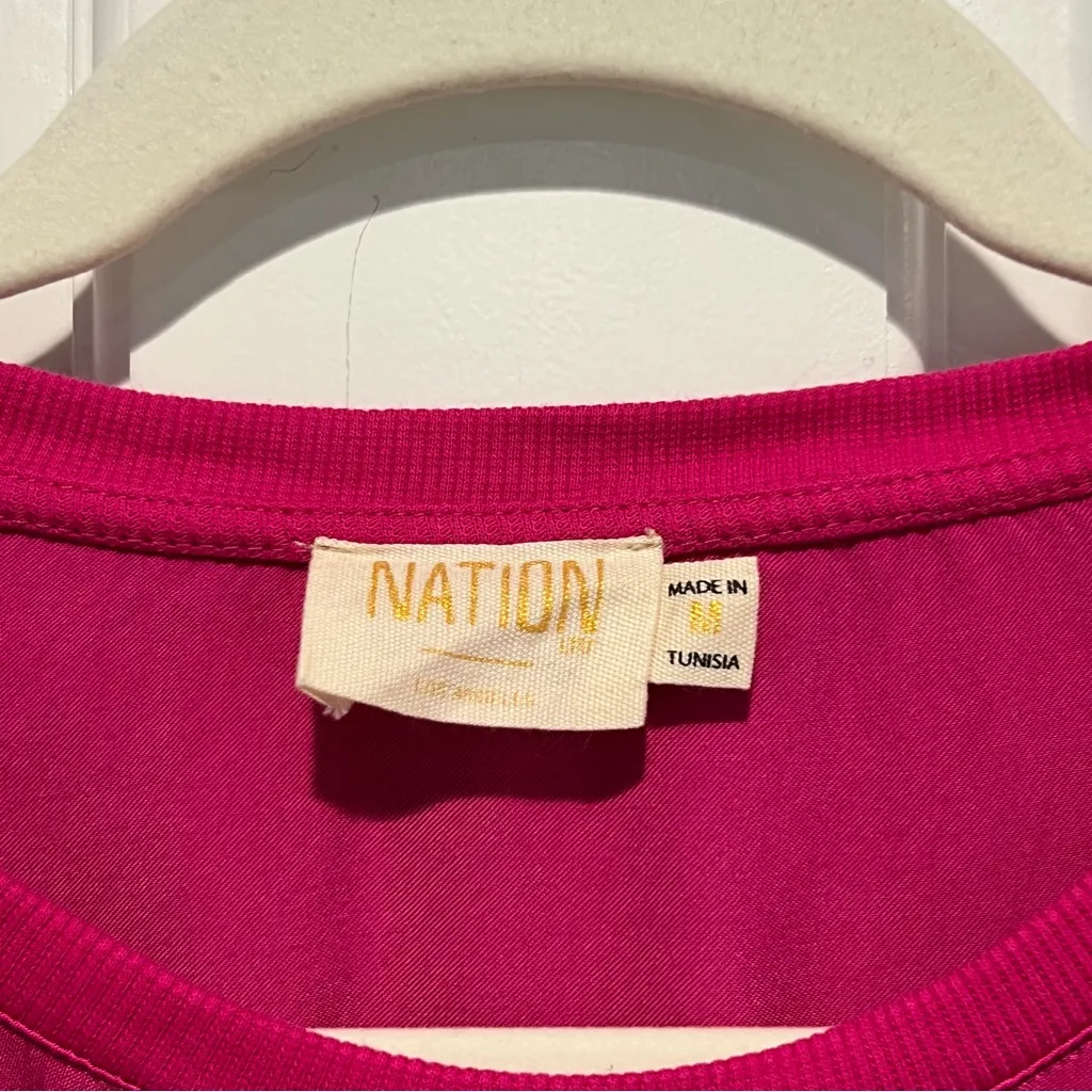 Nation LTD Donna Bell Sleeve Top Miss Magenta Medium Hot Pink Flowy Short Sleeve - Image 3