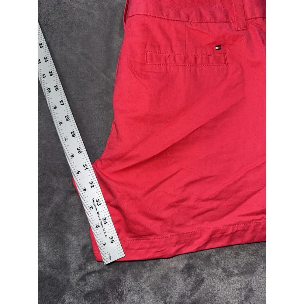 Tommy Hilfiger Women Casual‎ Shorts Mid Rise Khaki Chino Pocket Coral Pink Sz 6 - Image 8