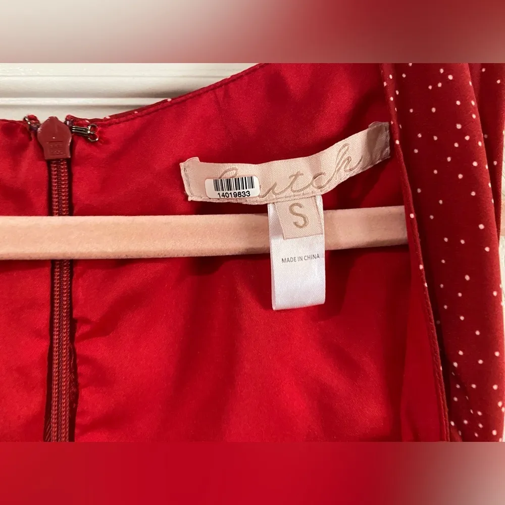 Hutch Reese Dress Red Polka Dot Size Small A-Line Swingy Flowy Cutout Bow Cute - Image 5