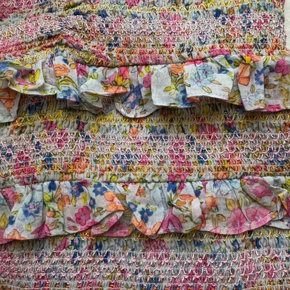 LoveShackFancy Sonora Smocked Floral Mini Dress Size Small - Image 10