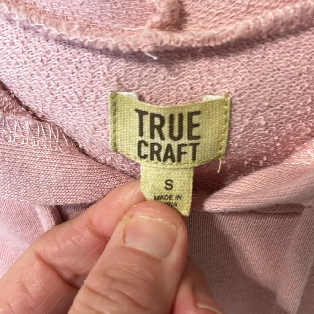 Pink Knit Hooded Dress Comfy Knee Length True Craft Cotton Summer - Image 6