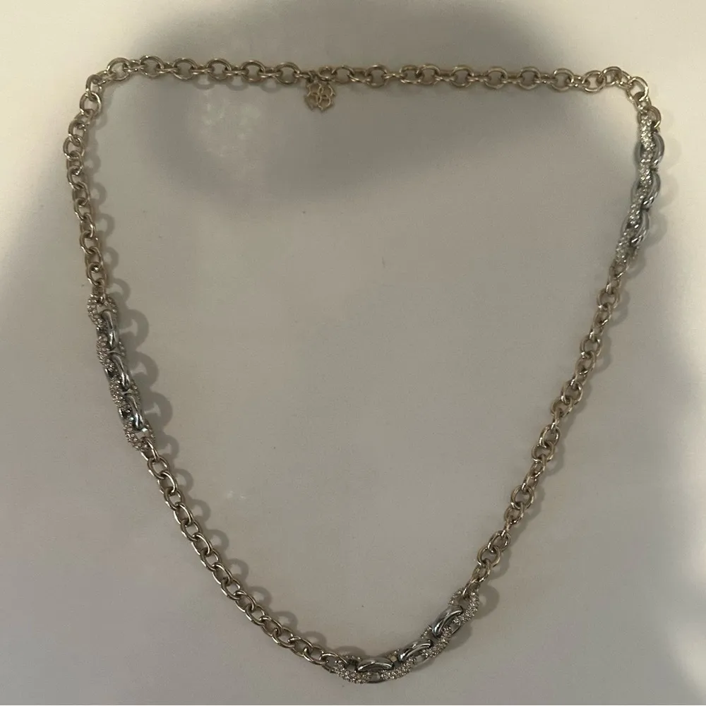 Ann Taylor Chunky Gold Chain Necklace Crystal Embellished Rings - Image 2