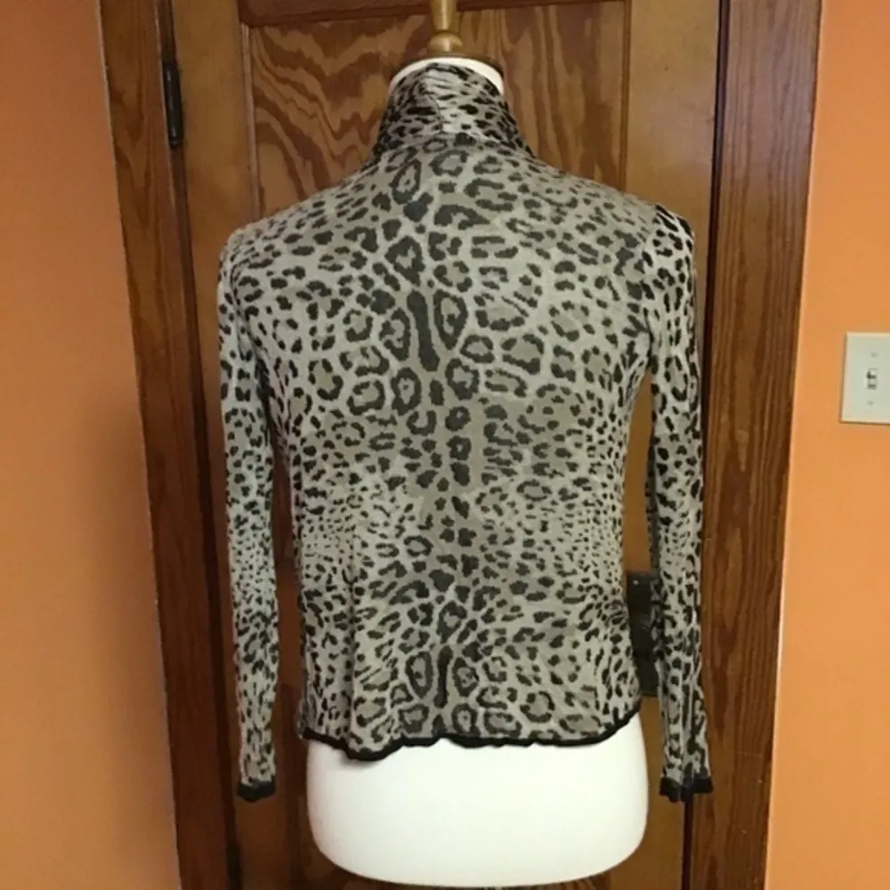 VTG Y2K leopard animal soft comfy knit cardigan Black - Image 8