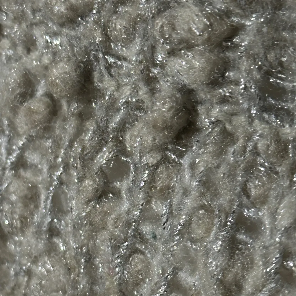 Mango Textured Tan and Silver Cowl Neck Sweater Sz M - Image 4