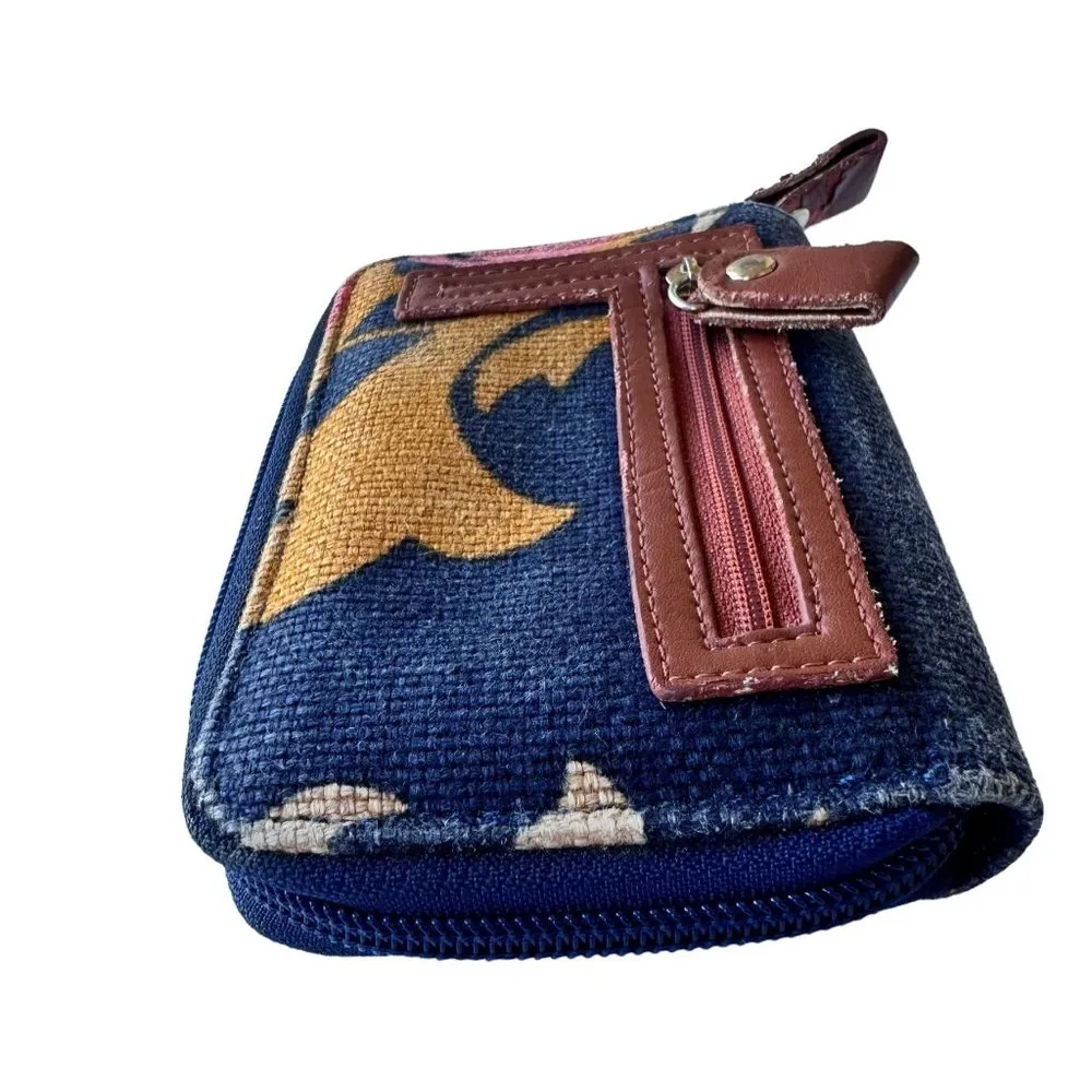 Spartina 449 Linen Leather Zip Around Wallet Cell Phone Change Purse Dau… - Image 6