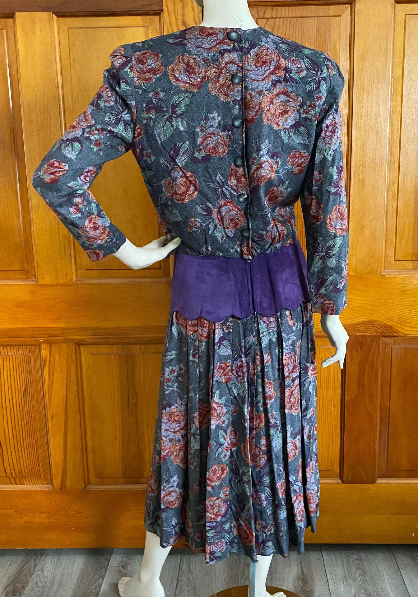 Vintage 80s/90s Rose Print Cottagecore Day Dress M Multiple Size M - Image 2