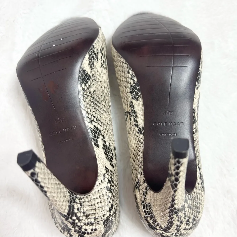 Cole Haan Jacinda Python Snake Print Peep Toe Pumps Size 8.5 - Image 8