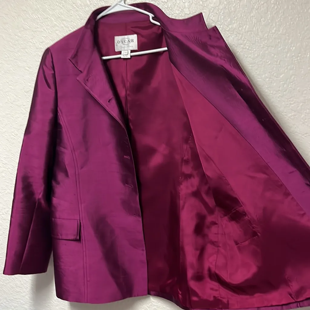 Oscar de La Renta *flawed* Fuchsia Blazer Size 14 - Image 9