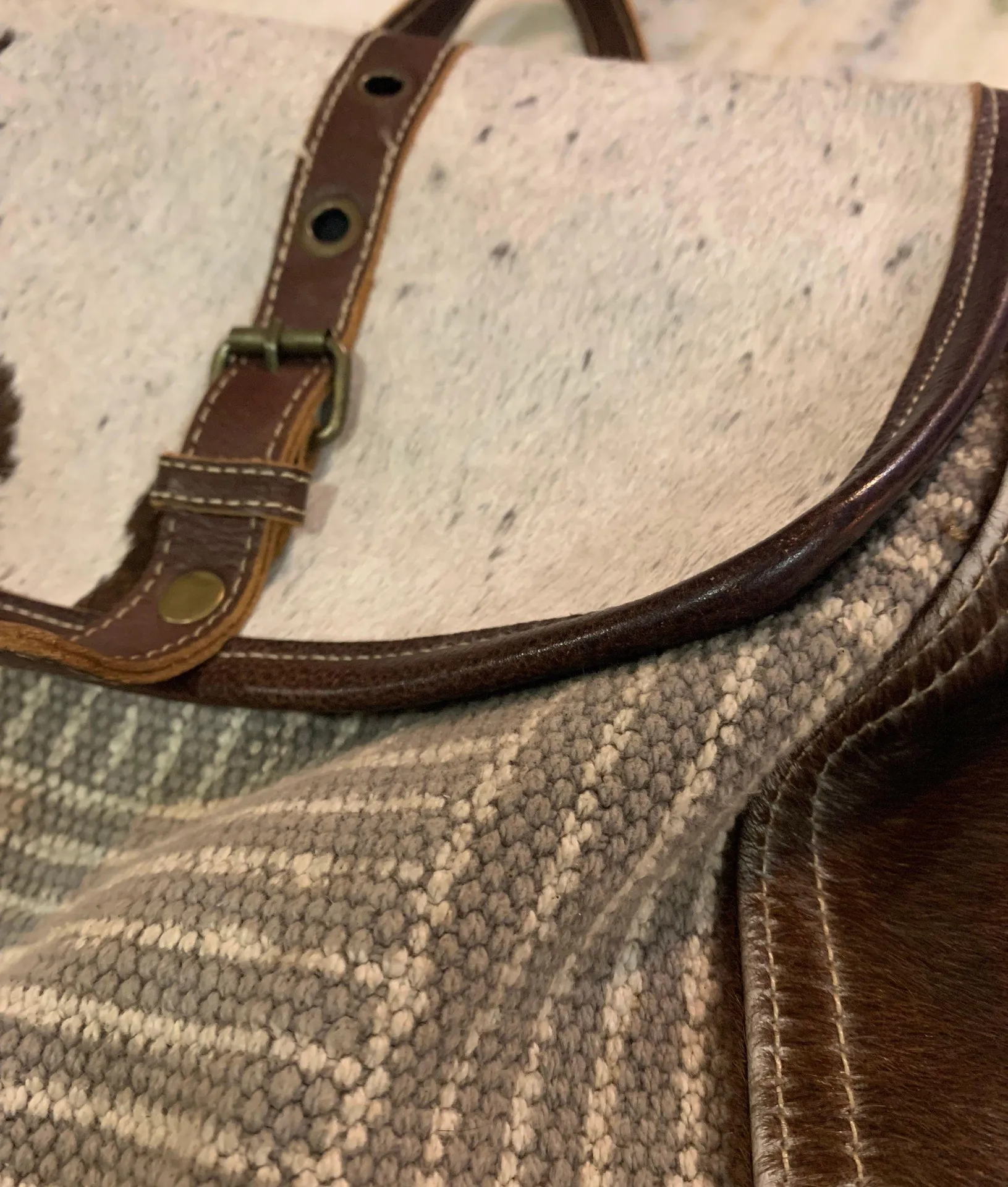 Myra bag. Backpack purse. Hair on and knitted. - Image 3