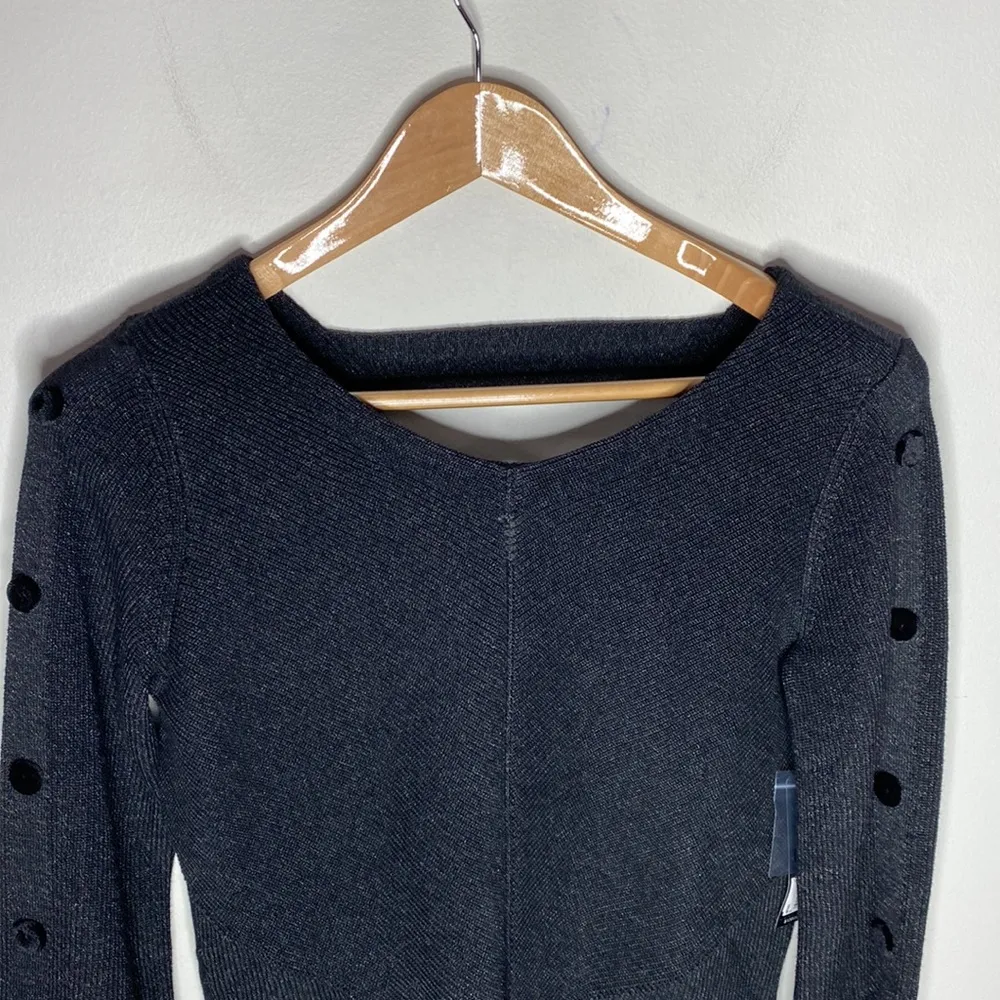 NIC + ZOE constellation sparkly knit top with velour button sleeves size S - Image 68