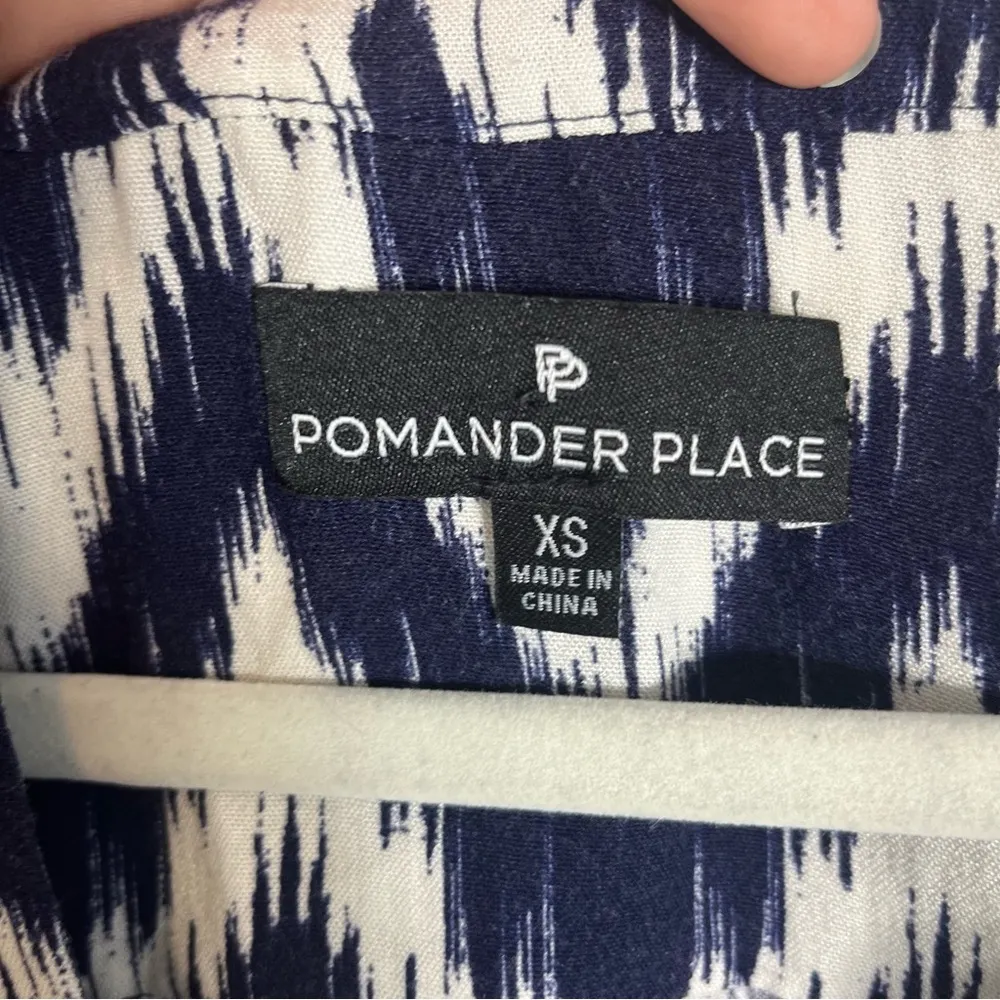 Tuckernuck Pomander Place Kenzo Ikat Navy Blue White Mini Dress XS - Image 6