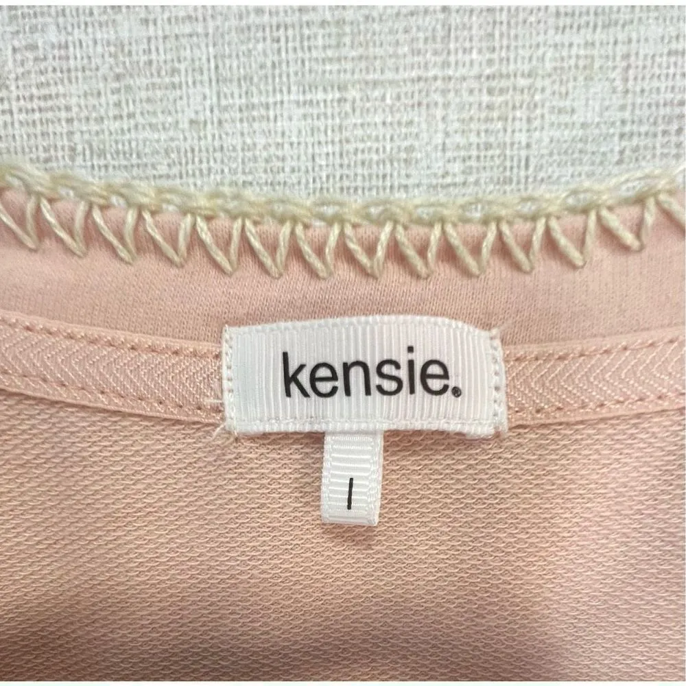 NWT Kensie Pink Dainty Soft Long Sleeve Shirt With Cream Stitching - Image 3